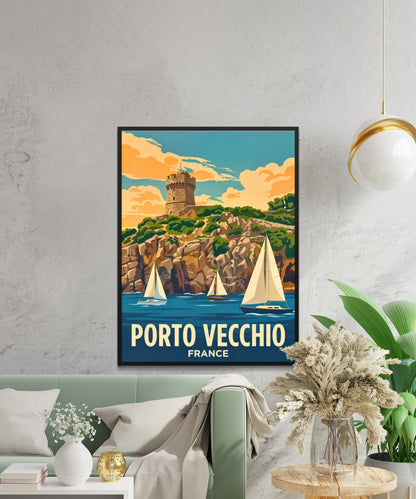 Porto Vecchio Vintage Travel Poster