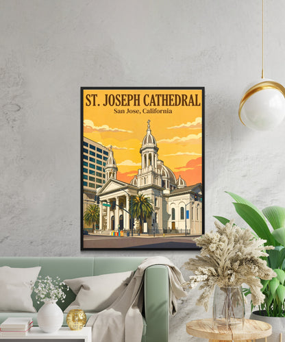Cathedral Basilica of St. Joseph Vintage Travel Poster -  San Jose, California
