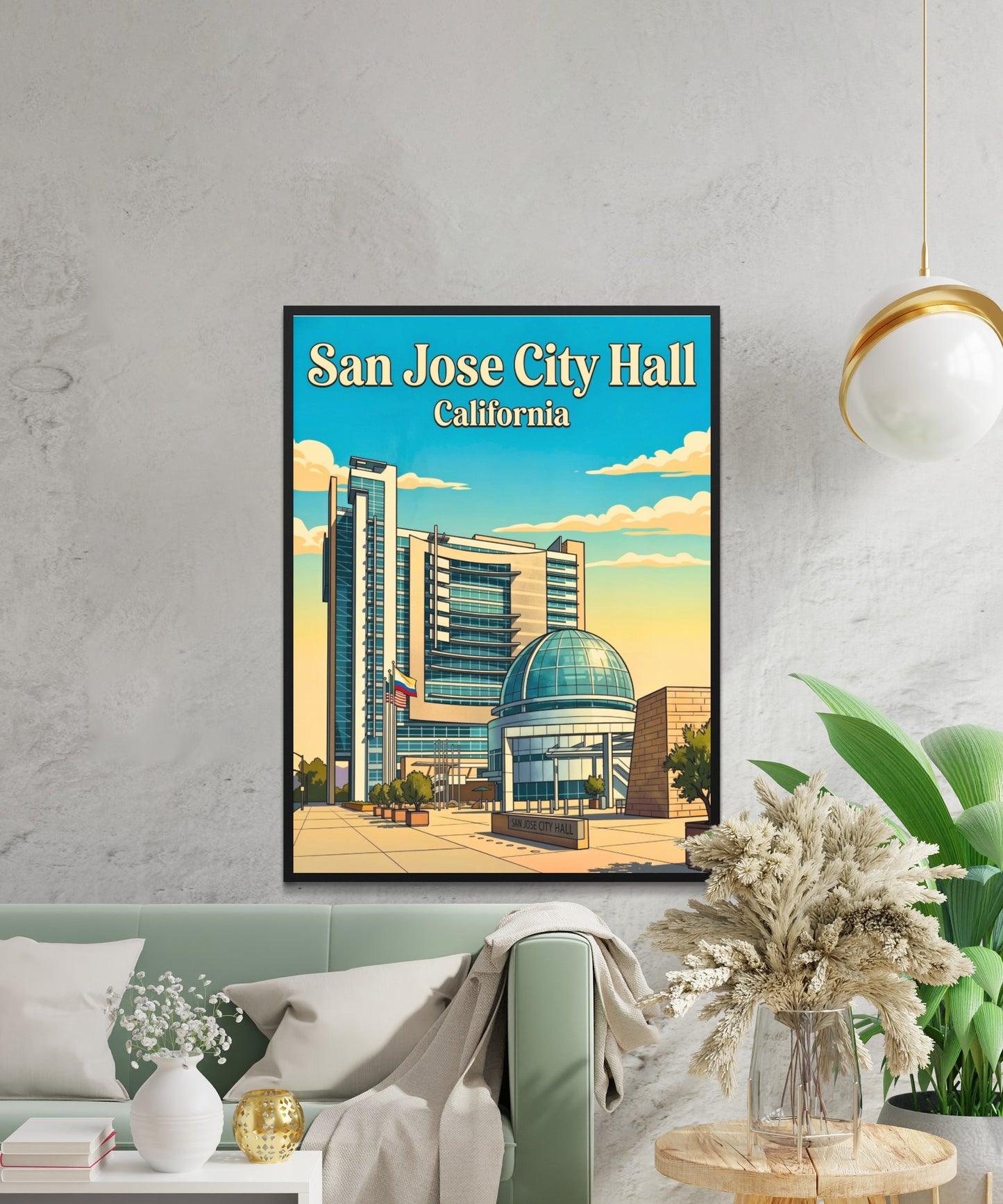San Jose City Hall Vintage Travel Poster -  Dome