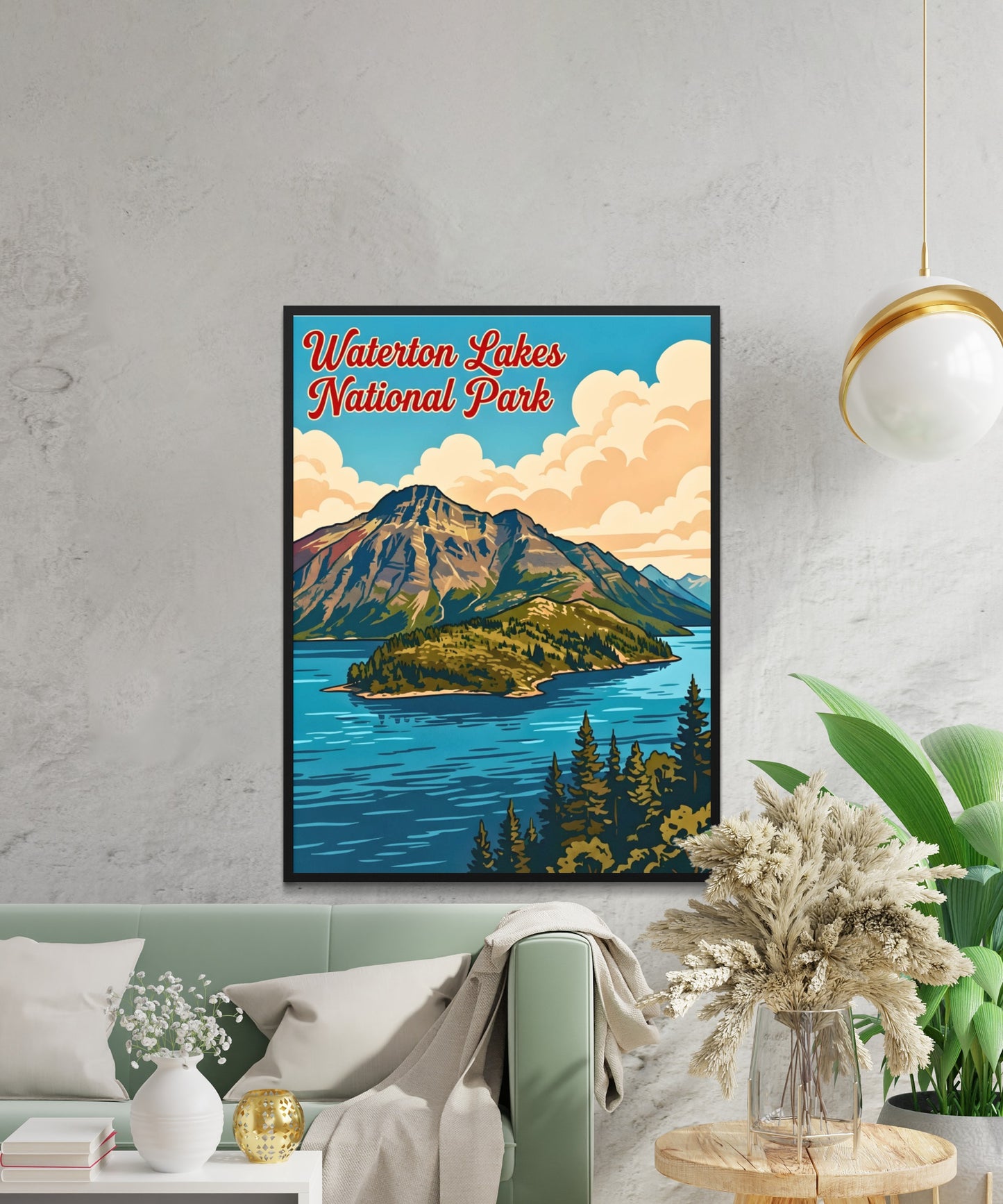 Waterton Lakes National Park Vintage Travel Poster - Rocky Mountain Serenity
