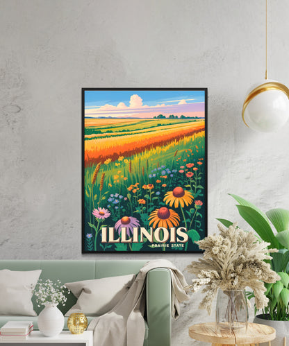 Illinois Vintage Travel Poster - The Prairie State Beauty