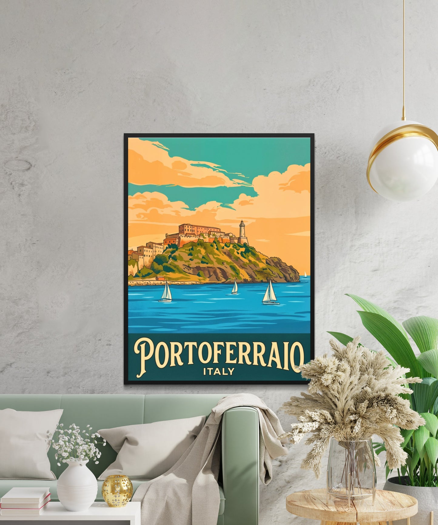 Portoferraio Vintage Travel Poster - Historic Harbor