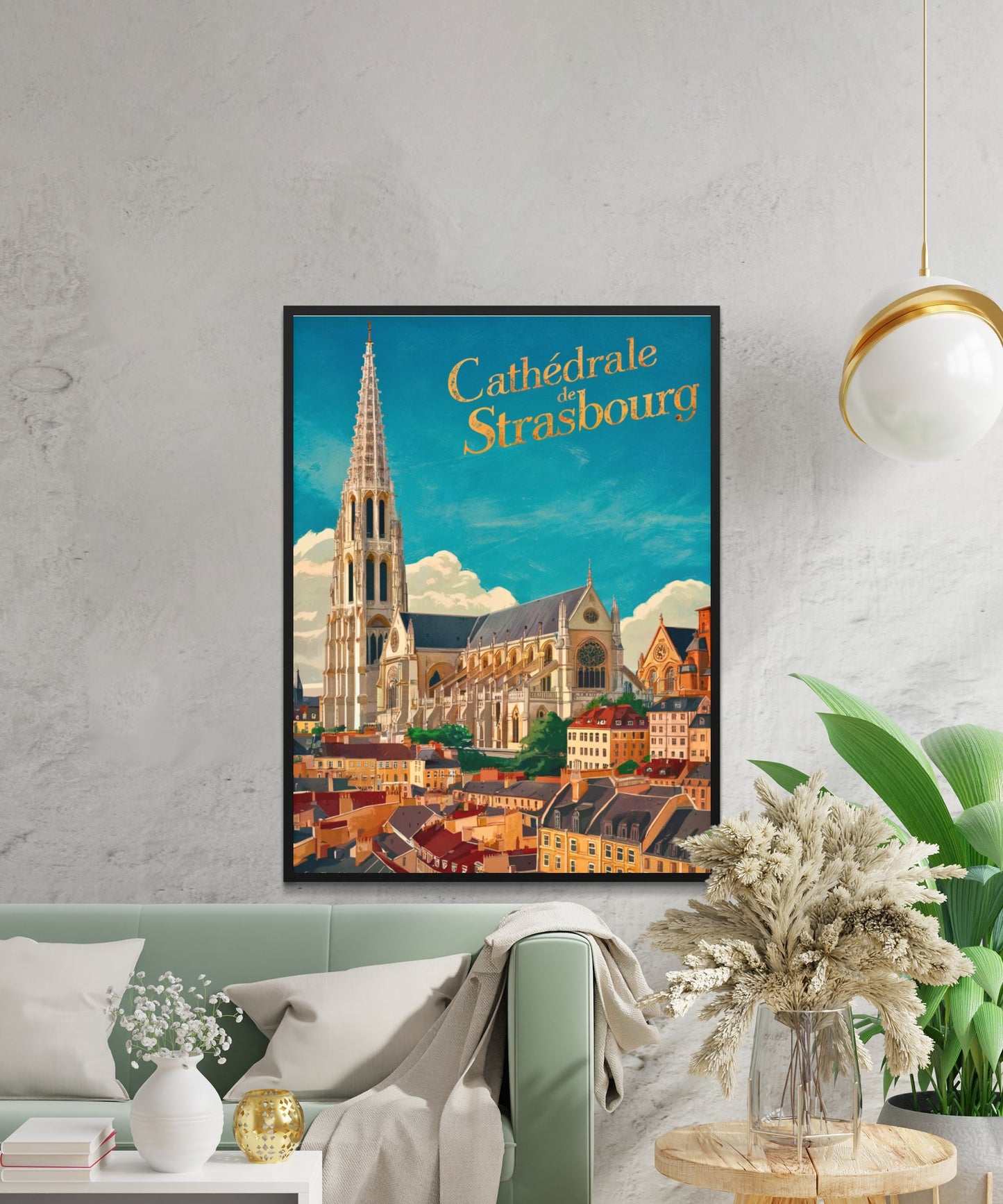 Strasbourg Cathedral Vintage Travel Poster - Masterpiece in Northeastern France