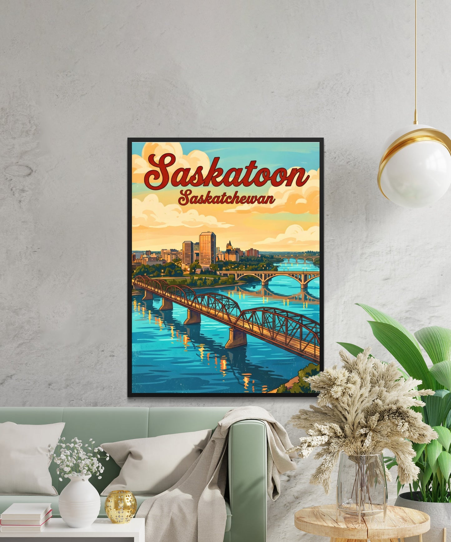 Saskatoon Vintage Travel Poster - Cityscape