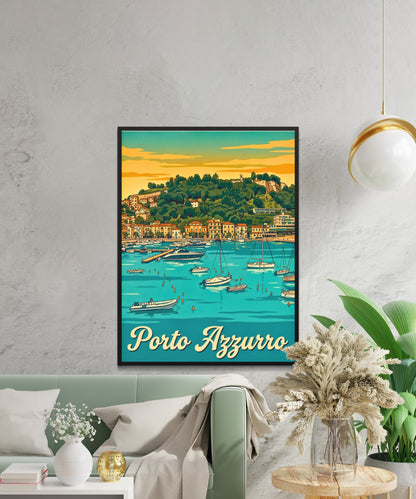 Porto Azzurro Vintage Travel Poster