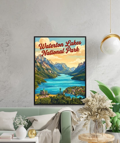 Waterton Lakes National Park Vintage Travel Poster - Edge of the Rockies