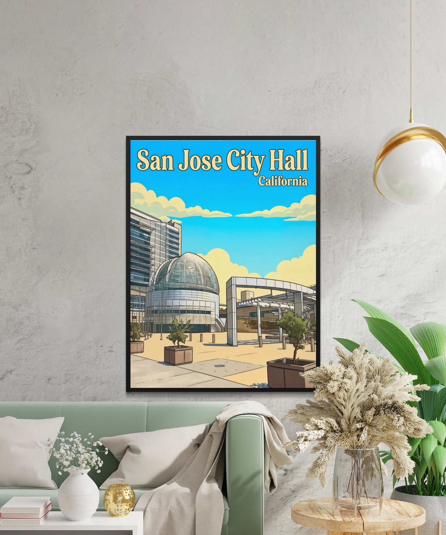 San Jose City Hall Vintage Travel Poster - California Transparent City