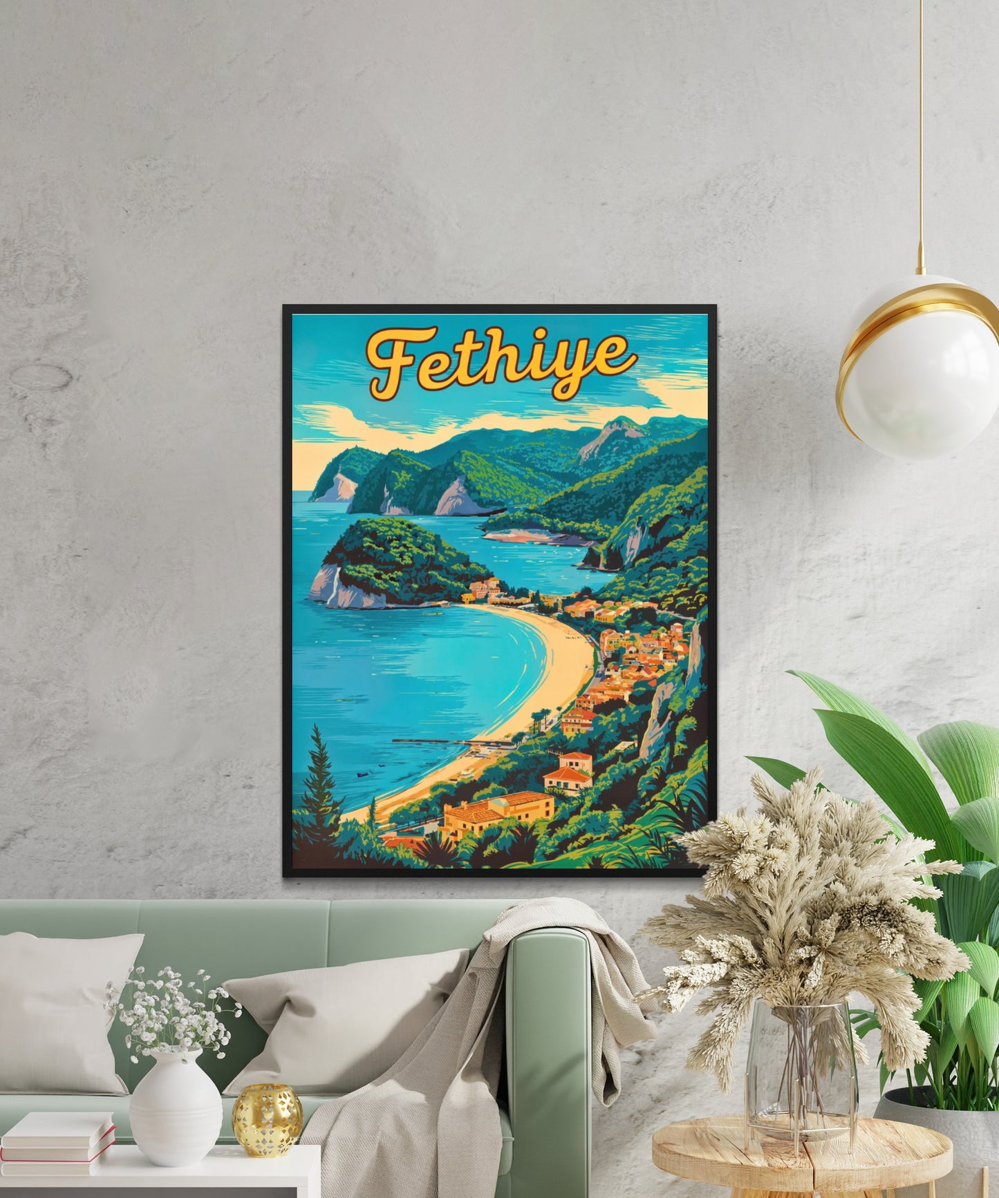 Fethiye Vintage Travel Poster - Captivating Turkey Coast View