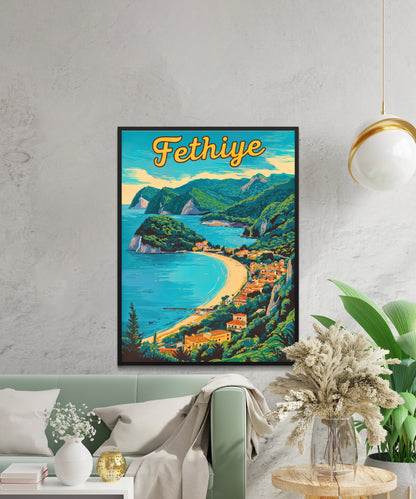Fethiye Vintage Travel Poster - Captivating Turkey Coast View