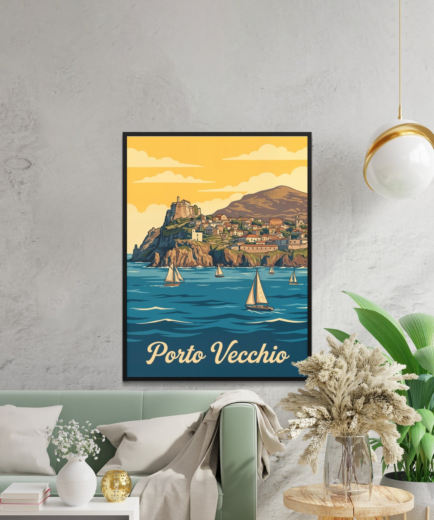 Porto Vecchio Vintage Travel Poster - Coastal Village by the Sea