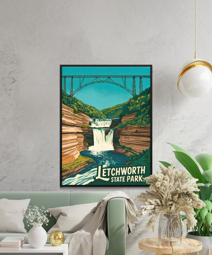 Letchworth State Park Vintage Travel Poster - Where the River Carves Time