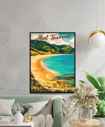 Abel Tasman Vintage Travel Poster - Captivating Island and  National park in New Zealand