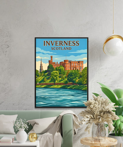 Inverness Vintage Travel Poster - Scotland Landmarks