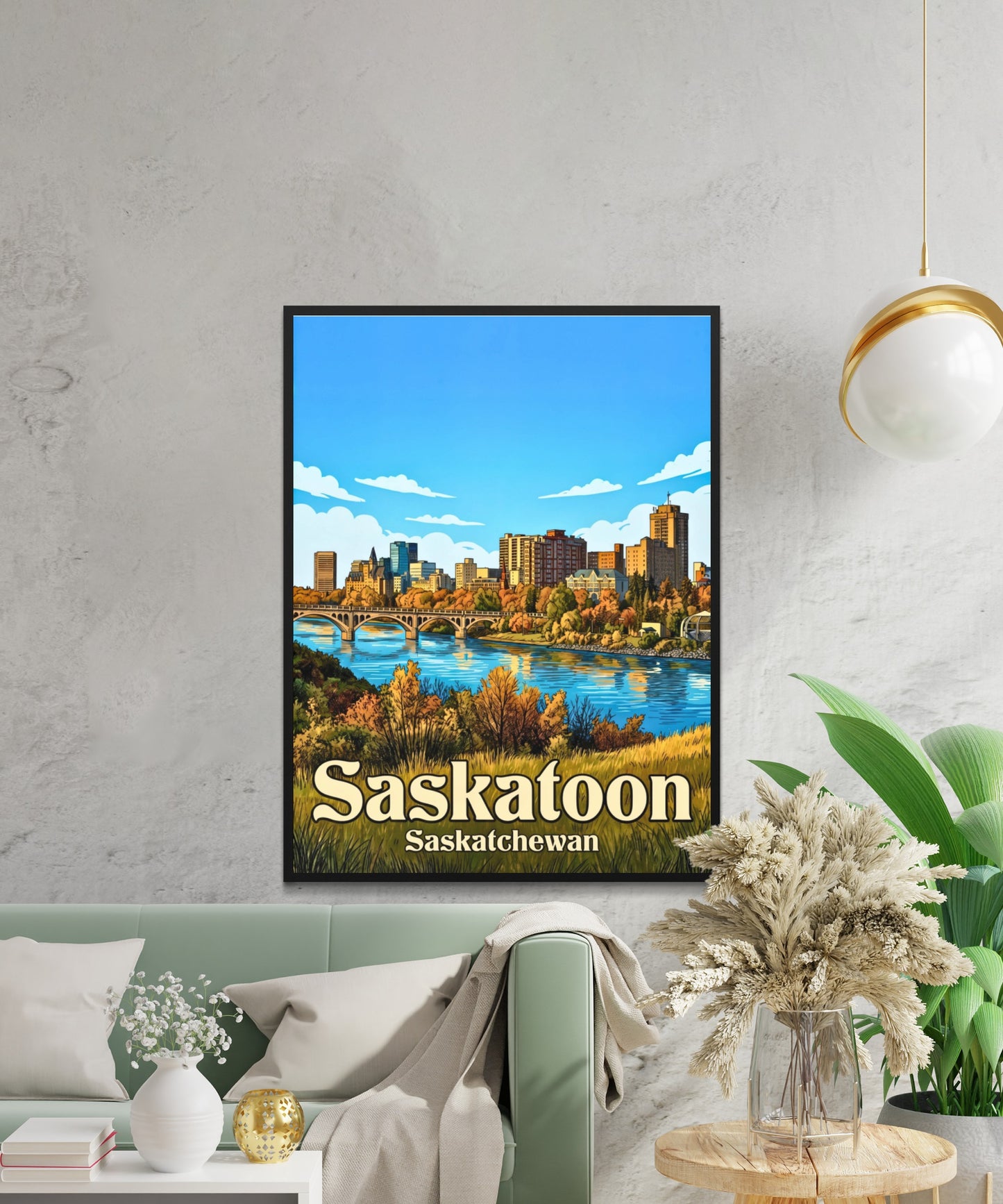 Saskatoon Vintage Travel Poster - River City
