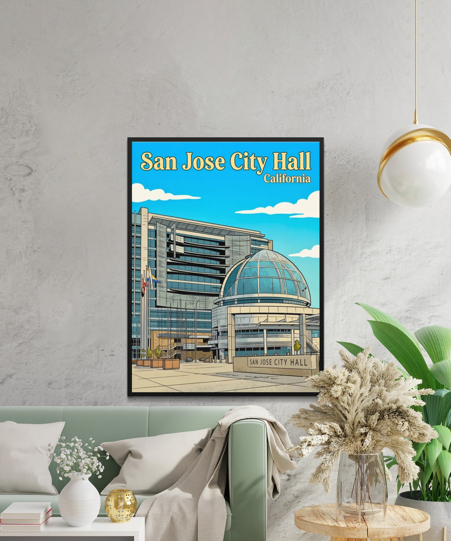 San Jose City Hall Vintage Travel Poster - Downtown  Landmark