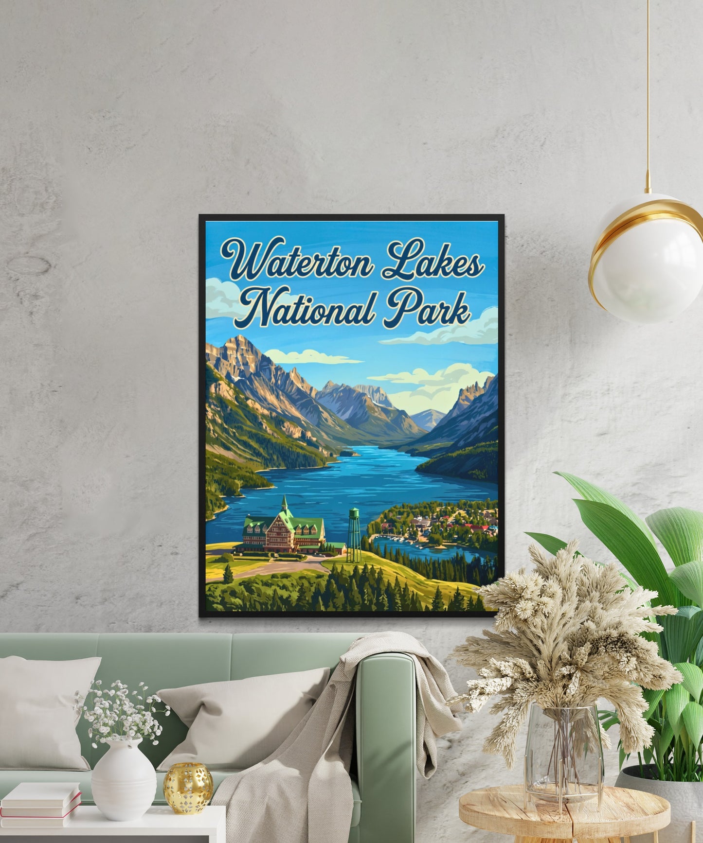 Waterton Lakes National Park Vintage Travel Poster - Alpine Calm, Prairie Soul