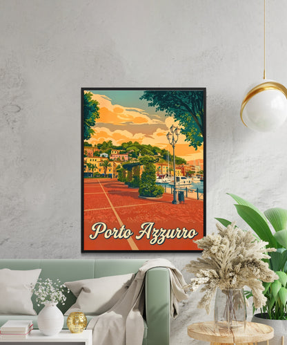 Porto Azzurro Vintage Travel Poster - The Heart of Elba