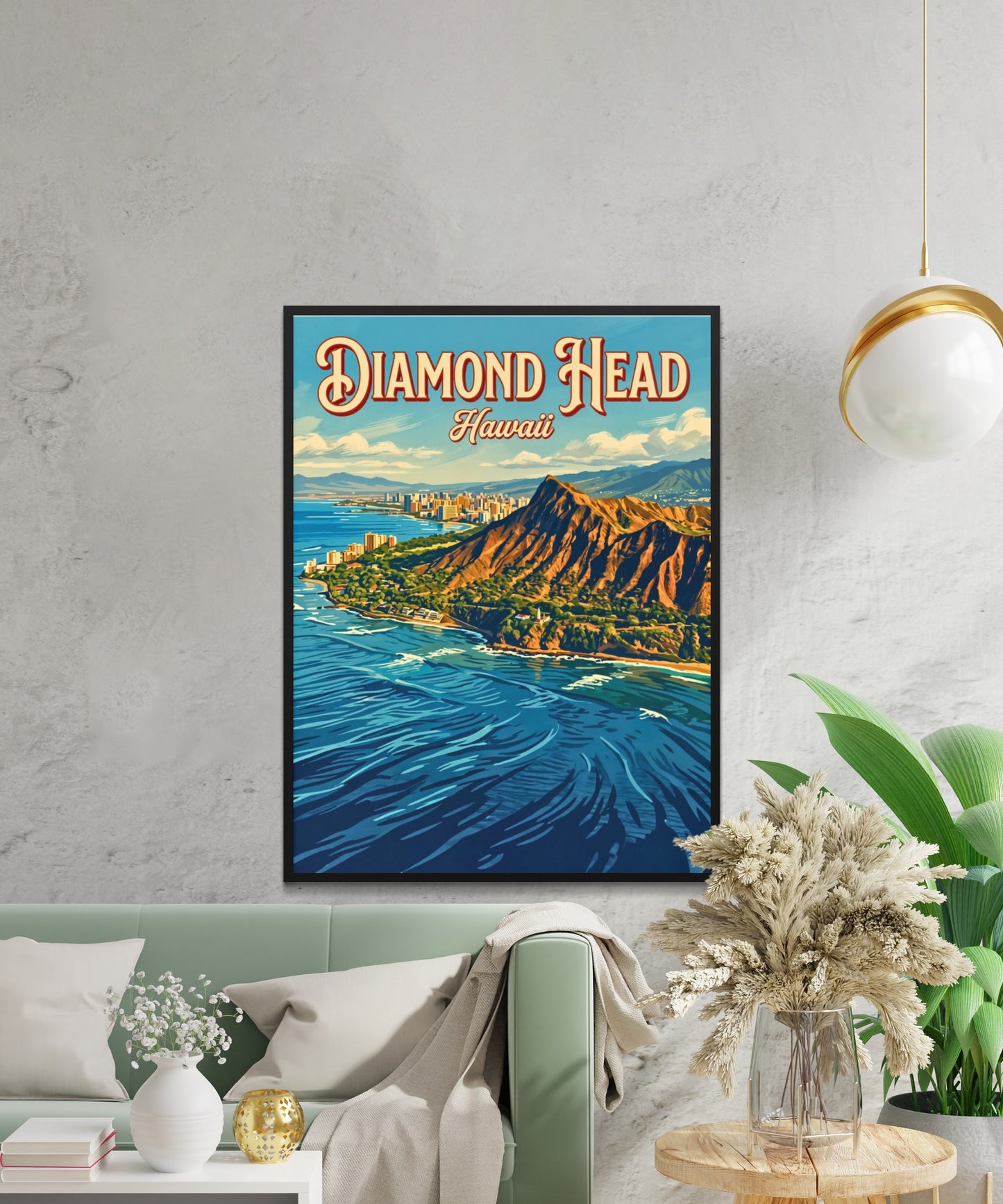 Diamond Head Vintage Travel Poster - National Landmark