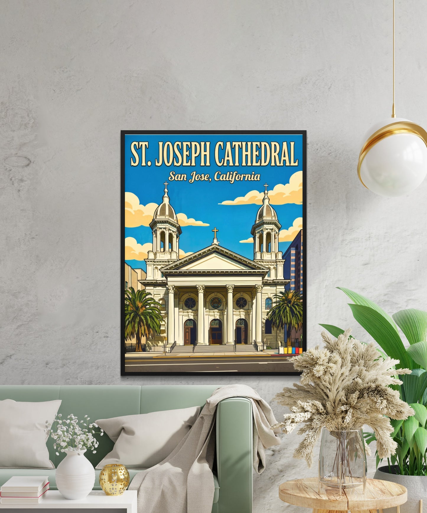 St. Joseph Cathedral Vintage Travel Poster -  Spiritual Landmark of California