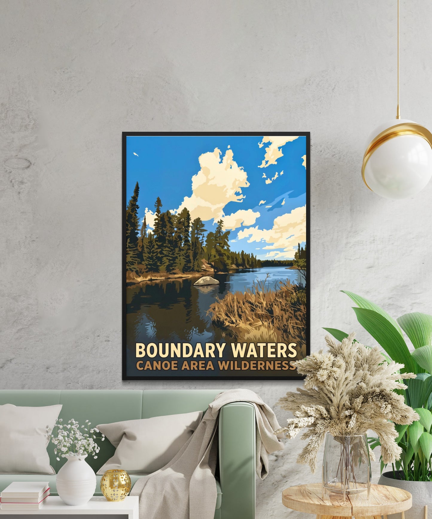 Boundary Waters Canoe Area Wilderness Vintage Travel Poster - Lakes & Pines