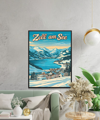 Zell am See Vintage Travel Poster - Austrian alpine town