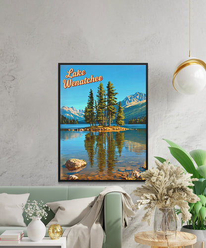 Lake Wenatchee Vintage Travel Poster