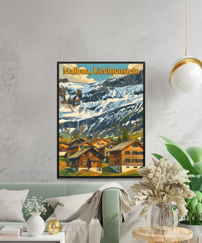 Malbun Vintage Travel Poster - The Heart of the Alps