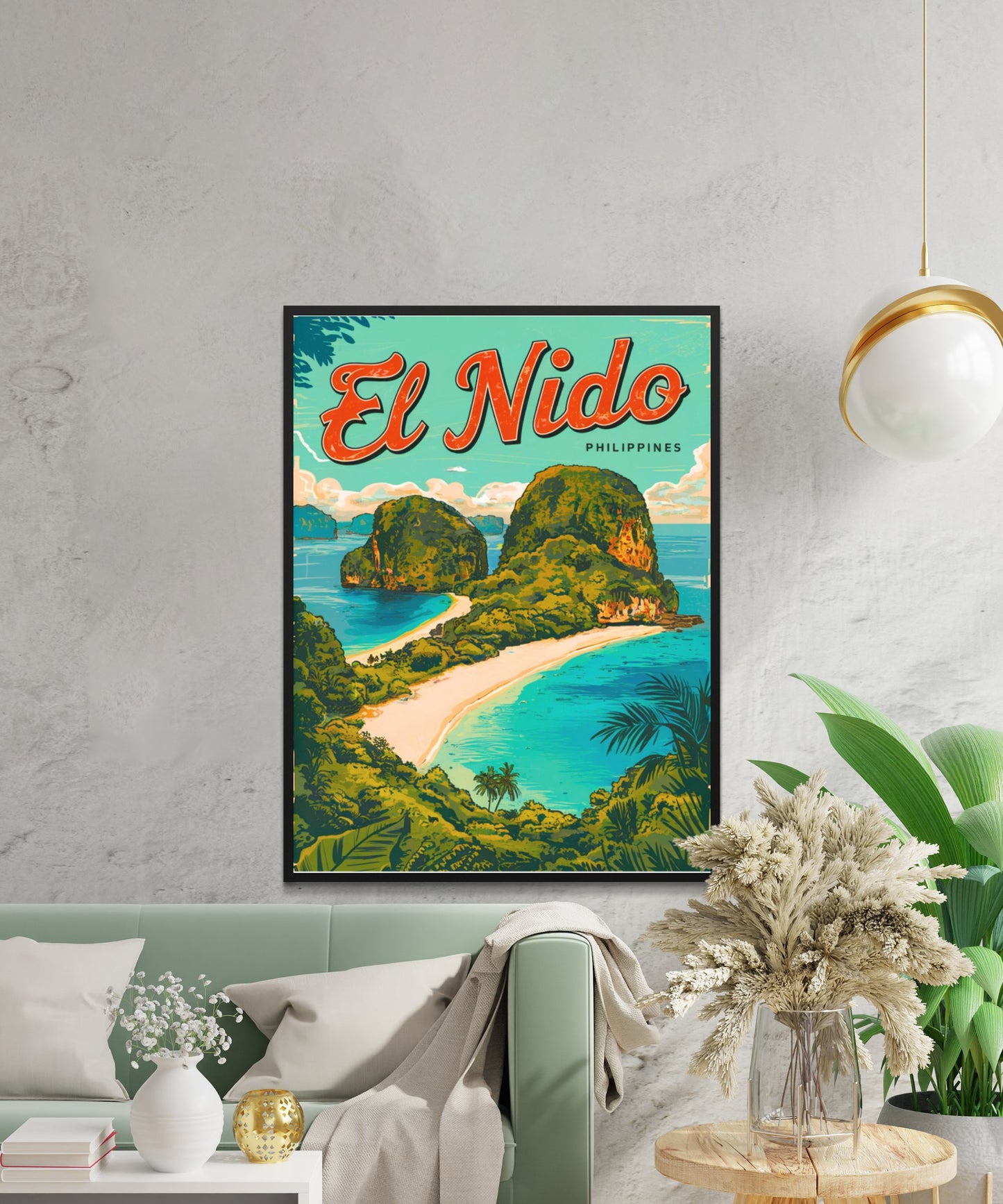 El Nido Vintage Travel Poster - Mountain Views