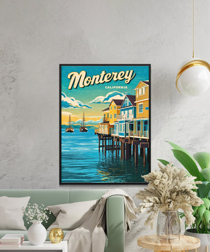 Monterey Vintage Travel Poster - California Charming Seaside Homes