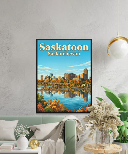 Saskatoon Vintage Travel Poster - Heart of Saskatchewan