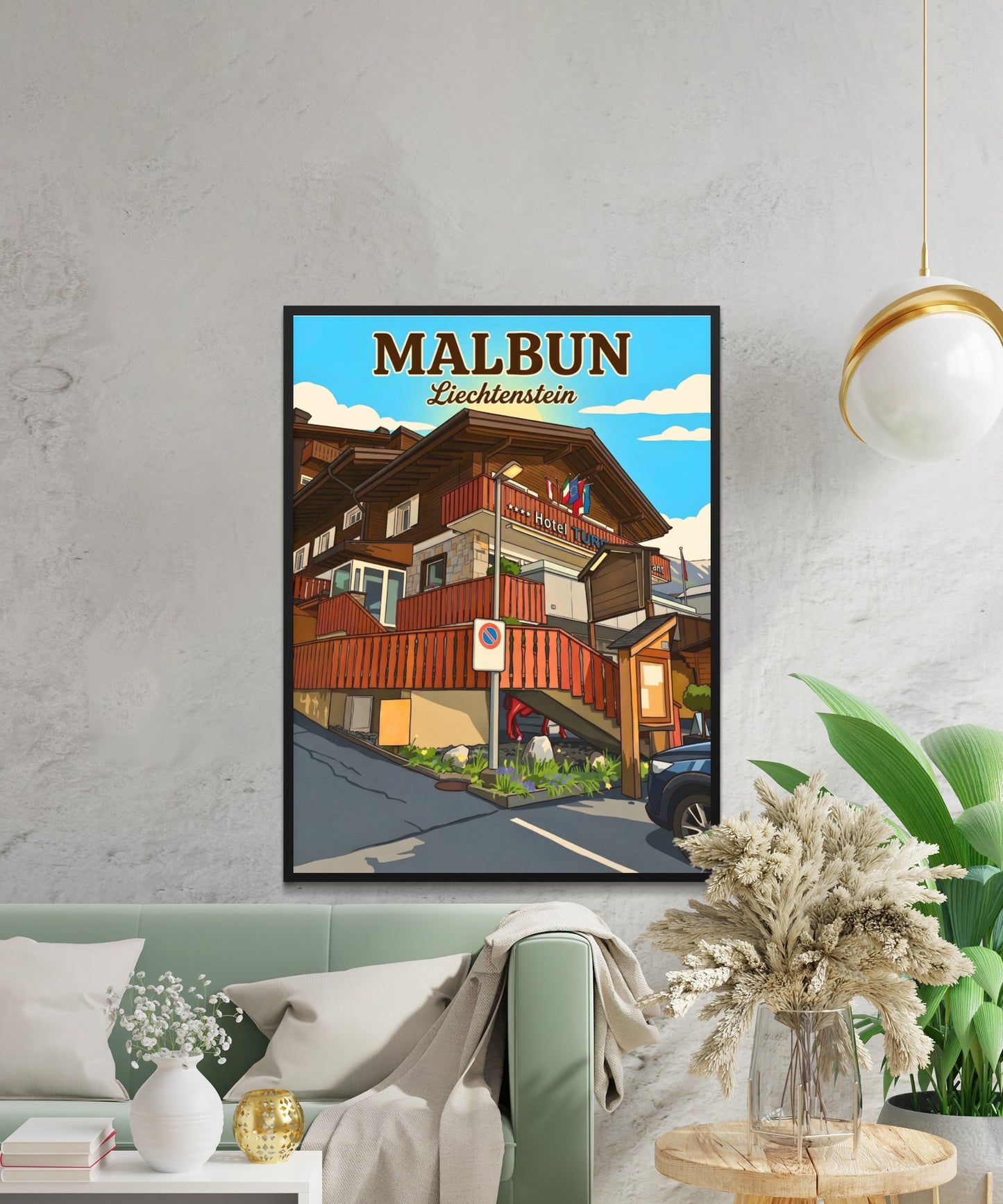 Malbun Vintage Travel Poster - Charming Chalet Hotel