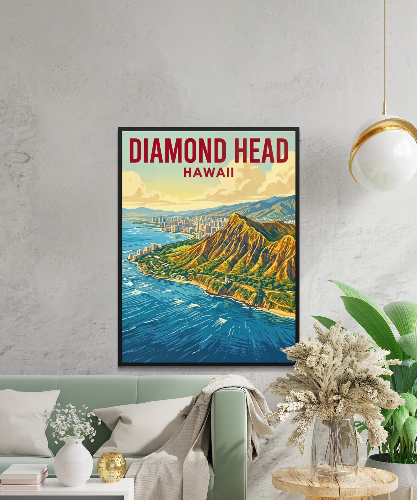 Diamond Head Vintage Travel Poster - State Monument