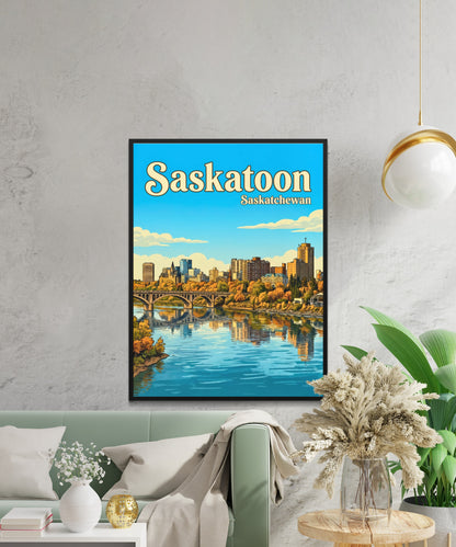 Saskatoon Vintage Travel Poster - Saskatchewan, Canada