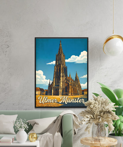 Ulmer Münster Vintage Travel Poster - Majesty in Stone