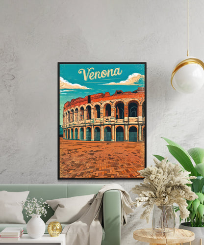 Verona, Italy Vintage Travel Poster - Ruins in Italy