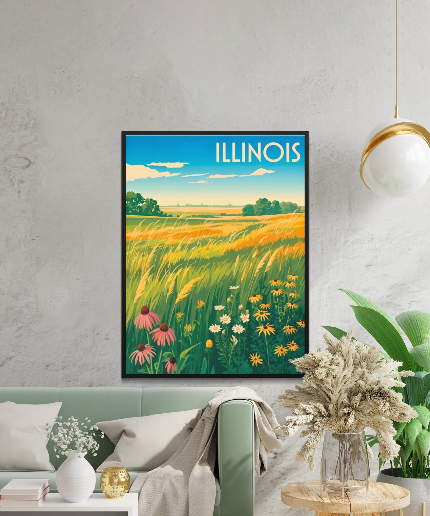 Illinois Vintage Travel Poster - Where the Prairie Lives