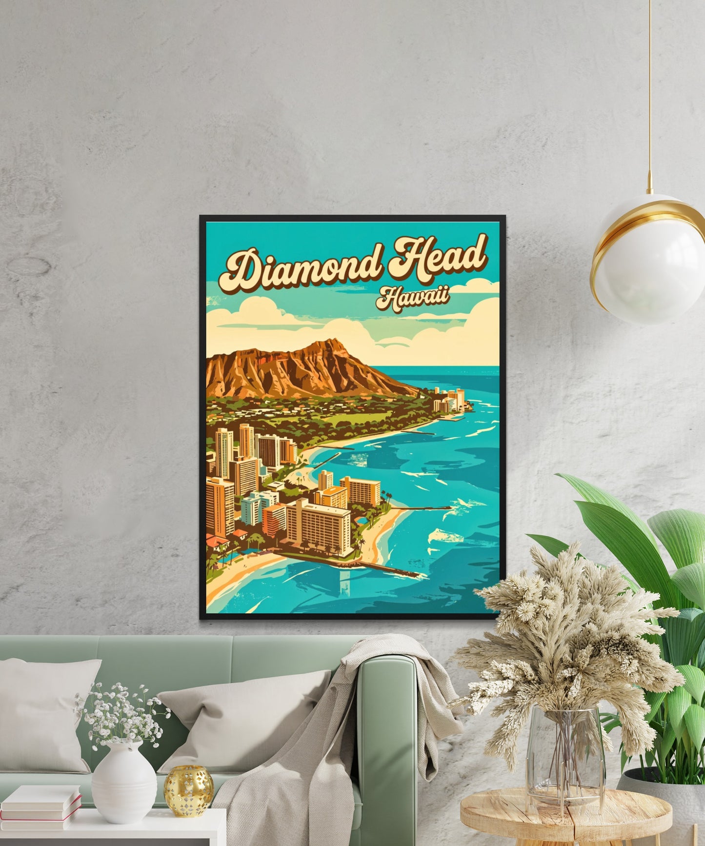 Diamond Head Vintage Travel Poster - Horizon