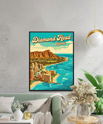 Diamond Head Vintage Travel Poster - Horizon