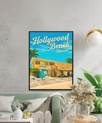 Hollywood Beach Vintage Travel Poster - Florida