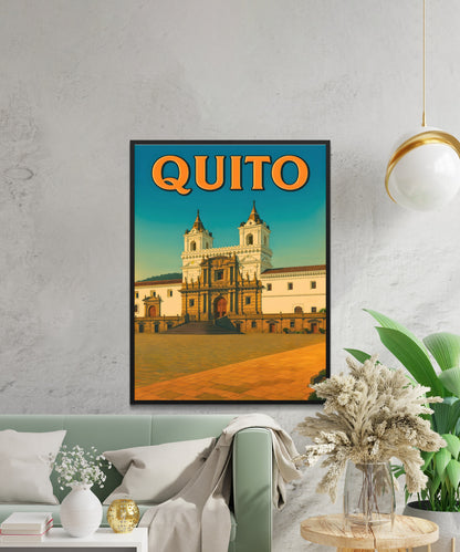 Quito Vintage Travel Poster - Quito’s Golden Hour at San Francisco