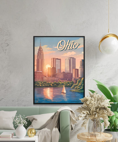 Ohio Vintage Travel Poster - City of Steel and Shorelines