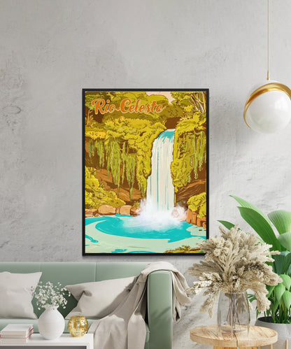 Rio Celeteste Vintage Travel Poster - Costa Rica’s Hidden Blue Paradise