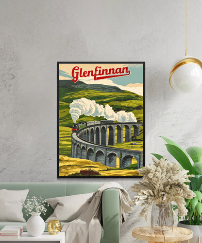 Glinfennan Vintage Travel Poster - Iconic England Train Rail Way