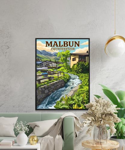 Malbun Vintage Travel Poster - Peaceful Living