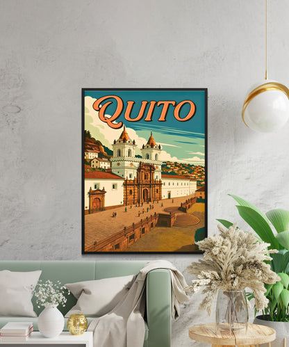 Quito Vintage Travel Poster - San Francisco Plaza