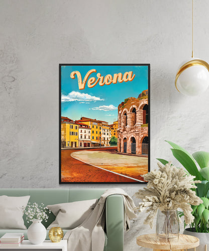 Verona, Italy Vintage Travel Poster  -City of Romance and Ruins