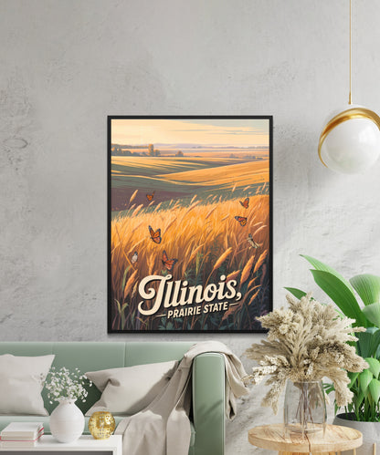 Illinois Vintage Travel Poster -  The Great Illinois Plains