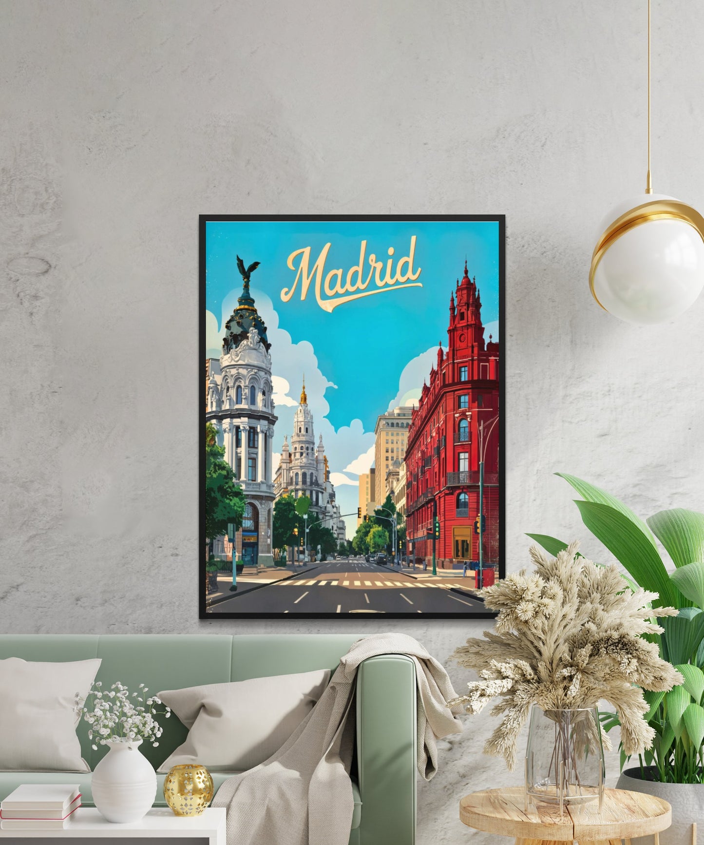 Madrid Vintage Travel Poster - Enchanting street view of Spain's capital