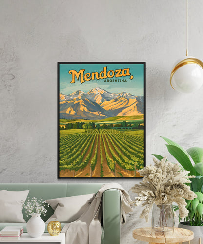 Mendoza Vintage Travel Poster - Captivating Winery View in Argentina