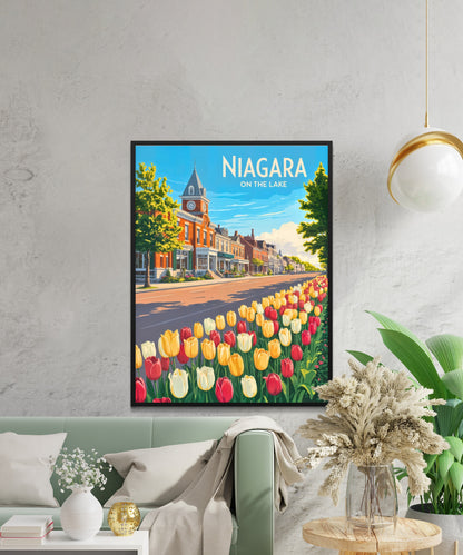 Niagara-on-the-Lake Vintage Travel Poster - Floral Charm of Queen Street
